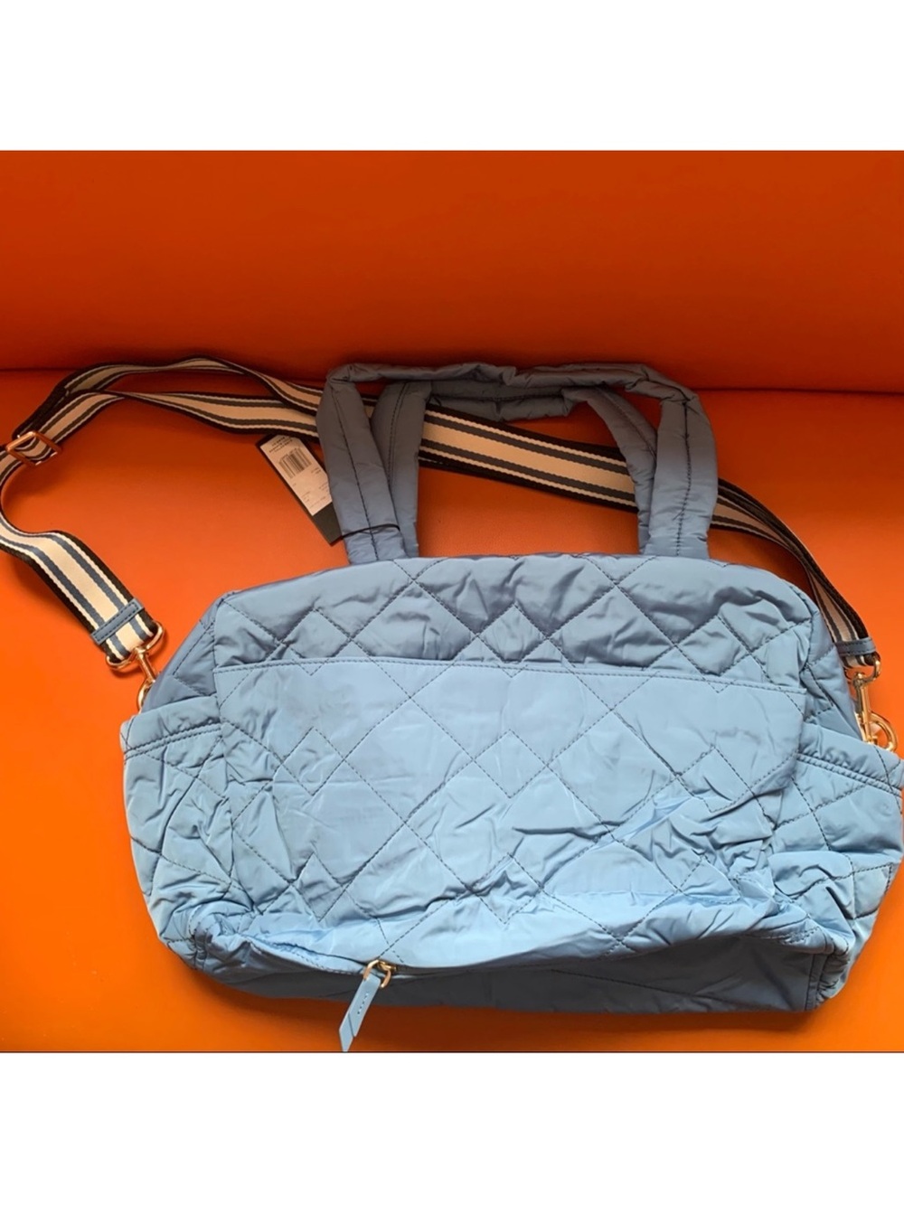New! Marc Jacobs Quilted Nylon Weekender Sports Travel Duffel Bag in Blue Haven - Picture 7 of 12